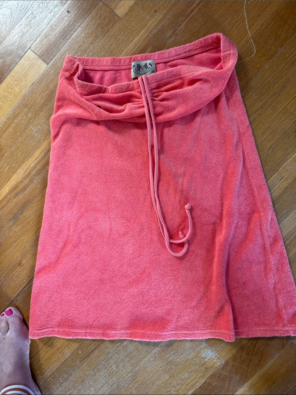 Juicy Couture Coral Pink Terry Drawstring Mini dress/Coverup M